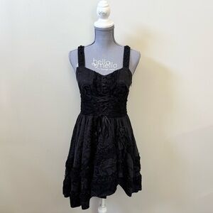 Jawbreaker grunge goth black corset lace up front beaded lace mini dress